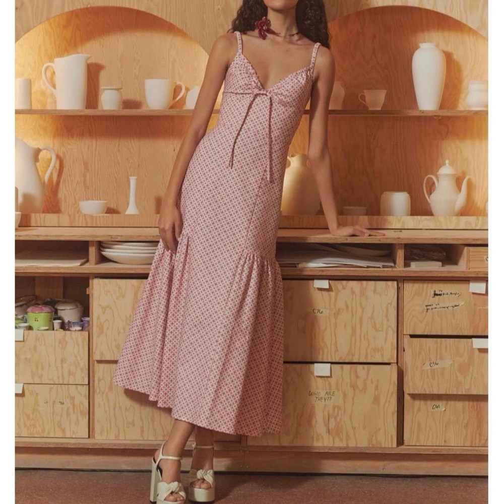 NWT. Hill House The Lillie Dress - Rose Circular Lattice Size XL